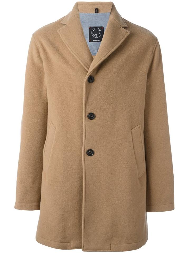 Tonello Single Breasted Coat, Men's, Size: Medium, Nude/neutrals, Cotton/polyamide/cashmere/virgin Wool