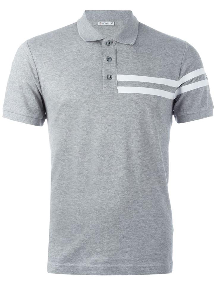 Moncler Classic Polo Shirt, Men's, Size: L, Grey, Cotton