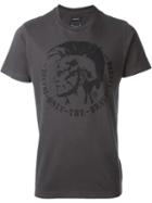 Diesel Logo Print T-shirt, Men's, Size: Xxl, Grey, Cotton