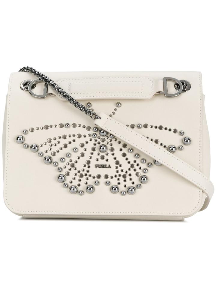 Furla Butterfly Studded Shoulder Bag - White