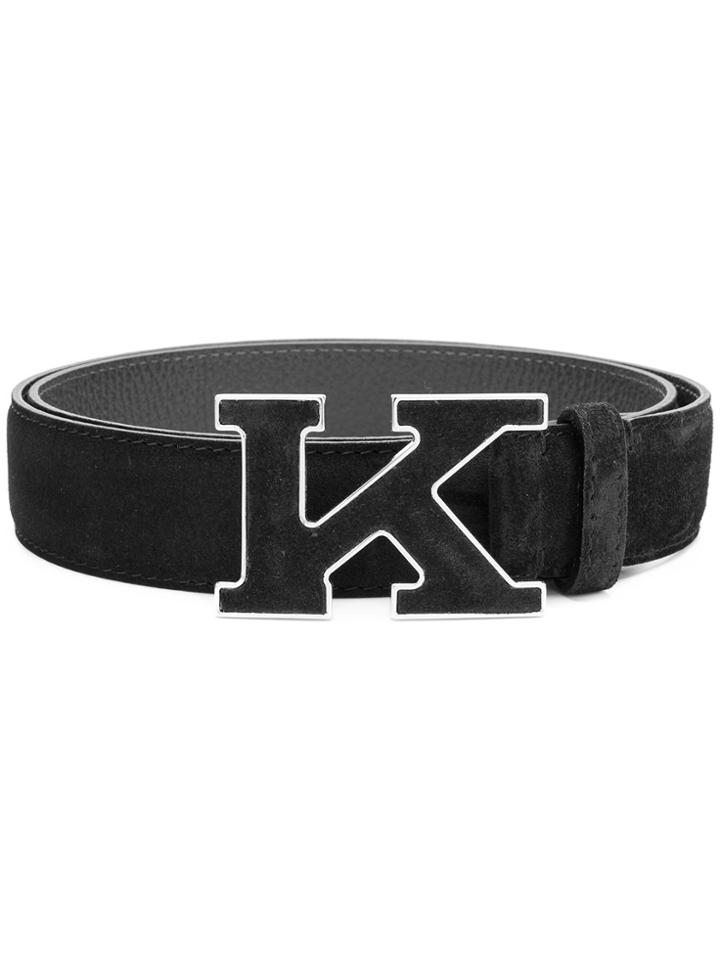 Kiton Logo Plaque Belt - Black