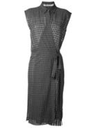 T By Alexander Wang Checked Wrap Dress, Women's, Size: 8, Grey, Cotton/viscose/virgin Wool