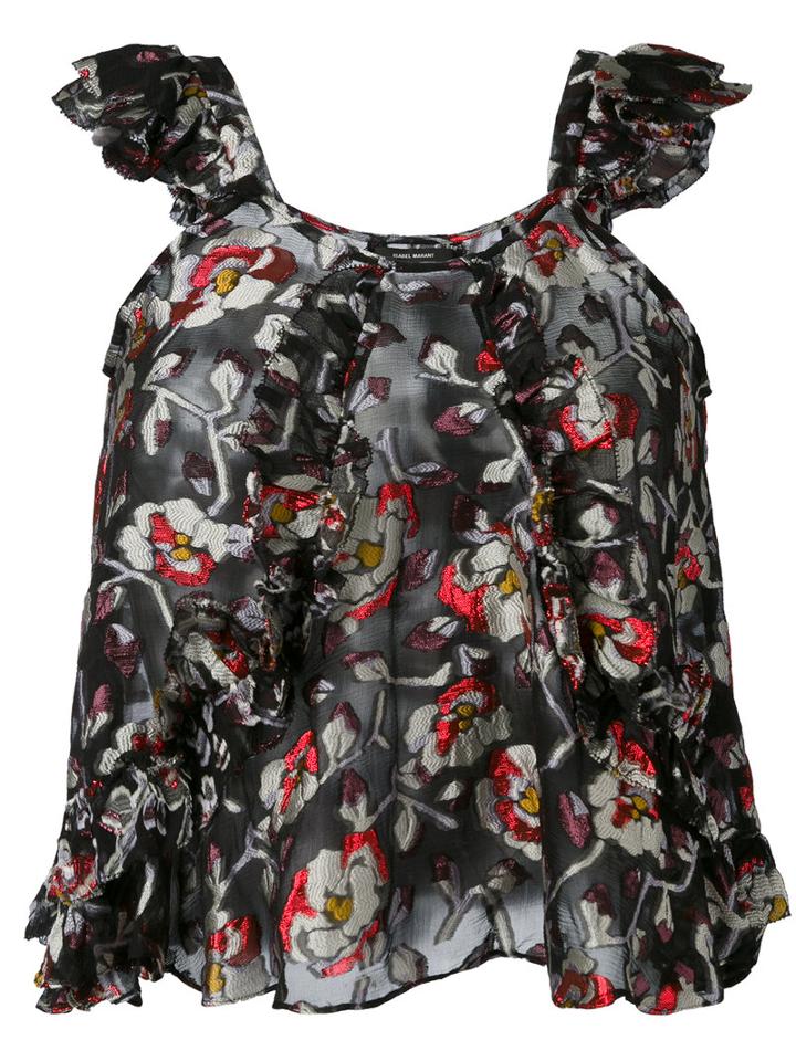 Isabel Marant - Piety Top - Women - Silk/polyester - 36, Women's, Black, Silk/polyester