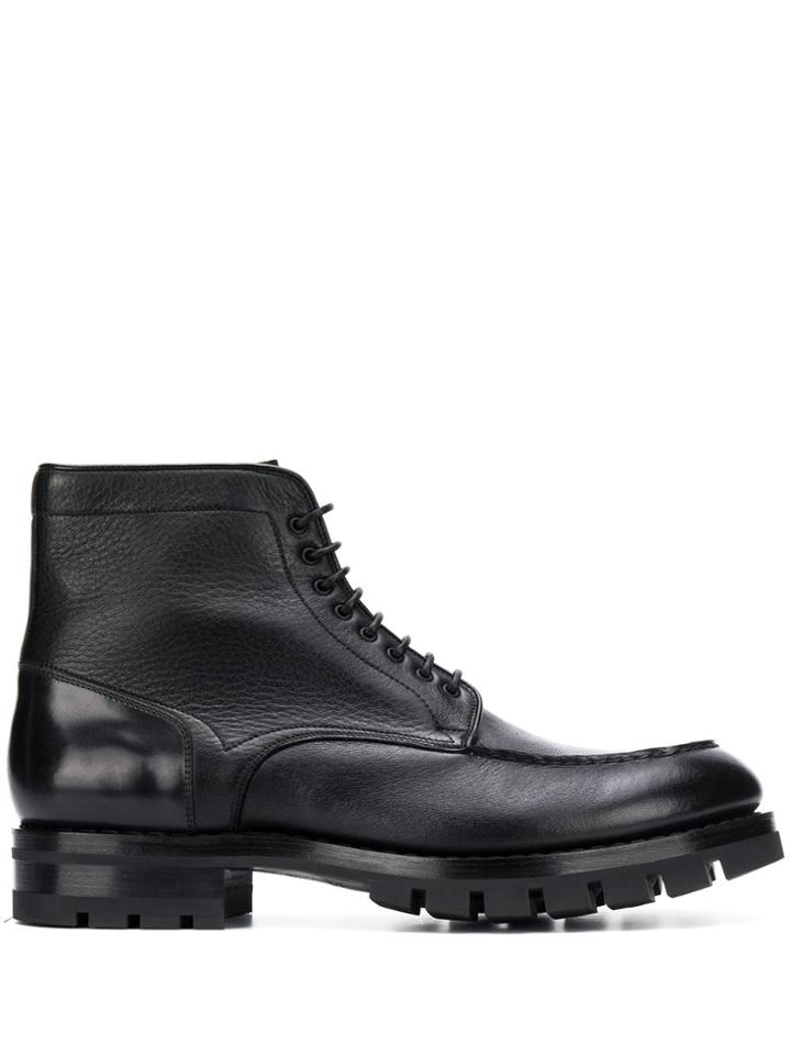 Santoni Lace-up Detail Boots - Black
