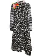 Preen By Thornton Bregazzi Ruffle Neck Floral Dress - Black
