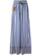 Off-white Striped Flared Pants, Women's, Size: Xs, Blue, Cupro/silk/cotton
