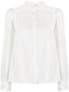 Sandro Paris Embroidered Collarless Blouse - White