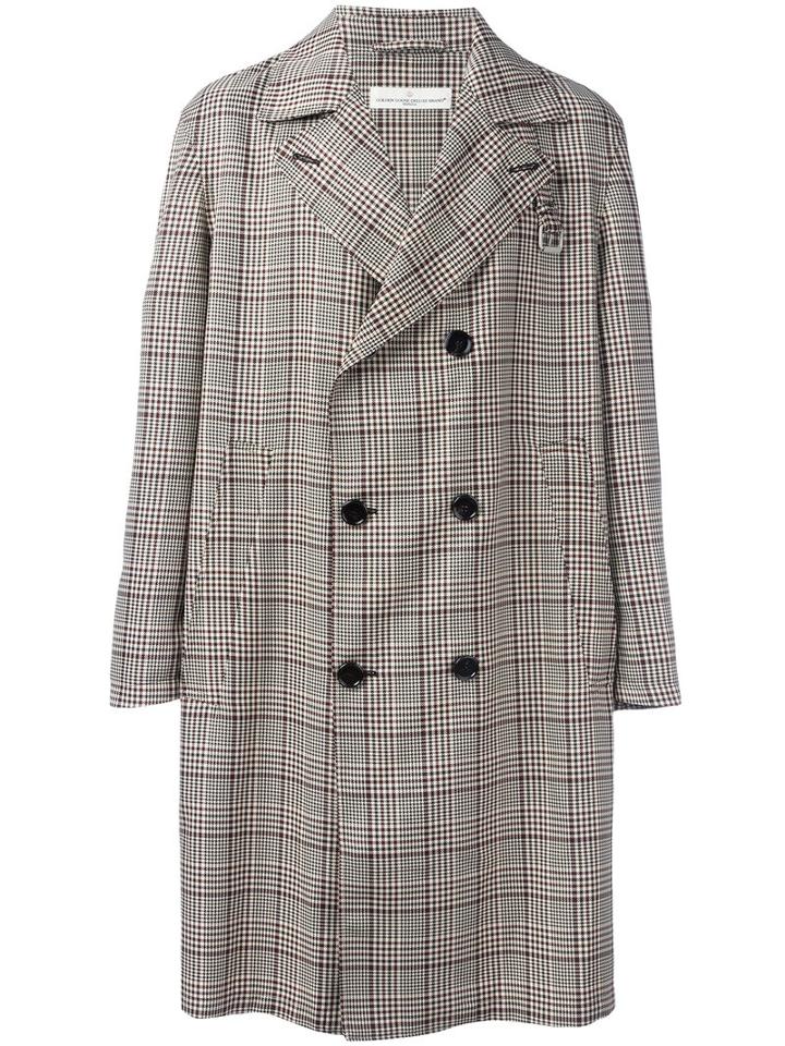 Golden Goose Deluxe Brand Checked Double-breasted Coat, Men's, Size: Medium, Nude/neutrals, Polyester/cupro