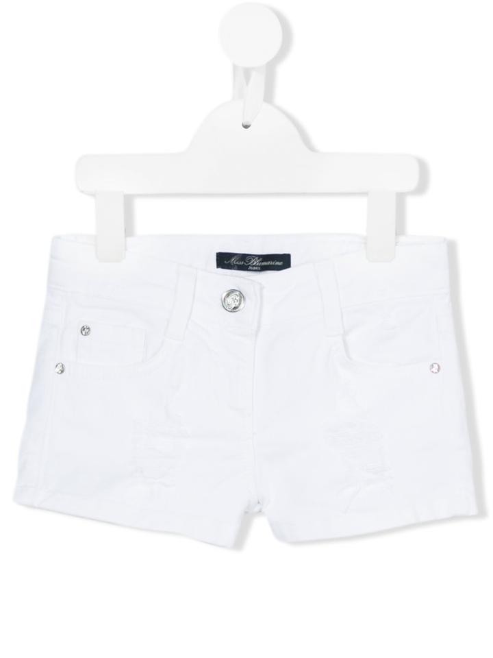 Miss Blumarine - Denim Shorts - Kids - Cotton/spandex/elastane - 8 Yrs, White