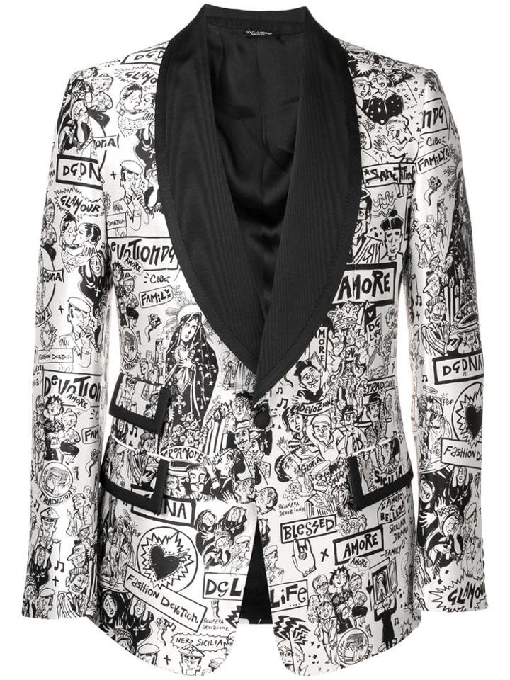 Dolce & Gabbana Casino Printed Blazer - White