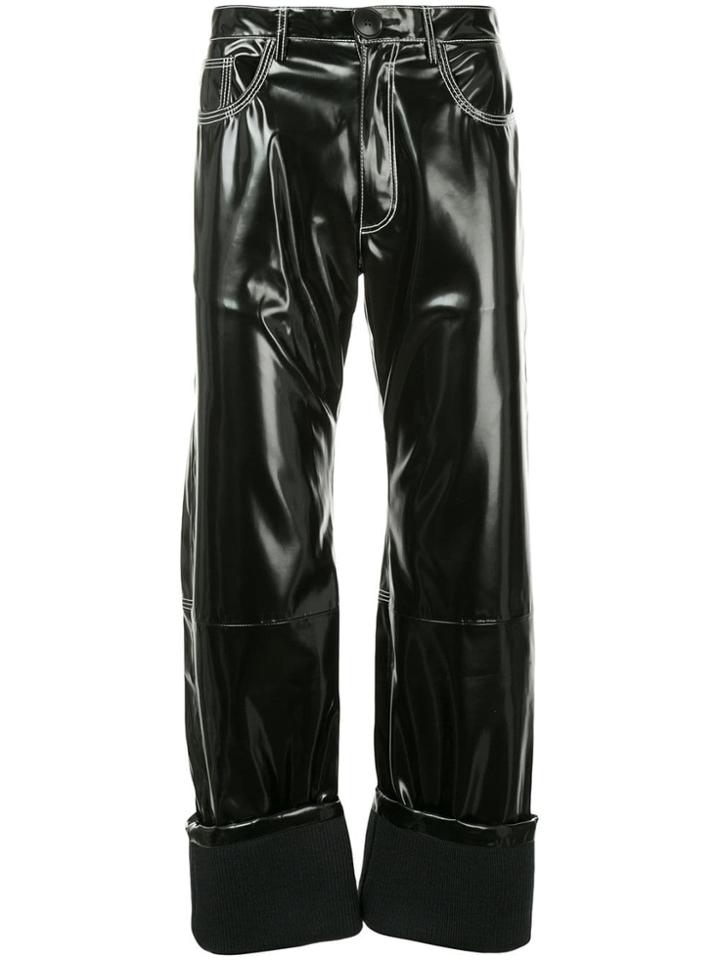Wales Bonner Rubberised Turn Up Trousers - Black