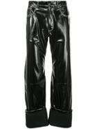 Wales Bonner Rubberised Turn Up Trousers - Black