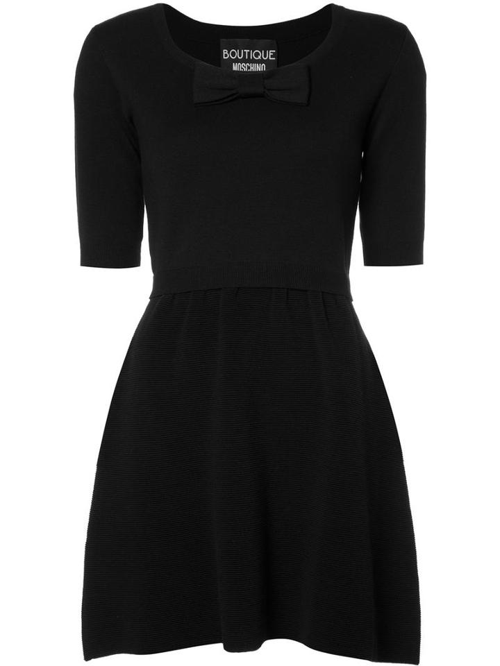 Boutique Moschino Bow Tie Mini Dress, Women's, Size: 38, Black, Cotton/virgin Wool