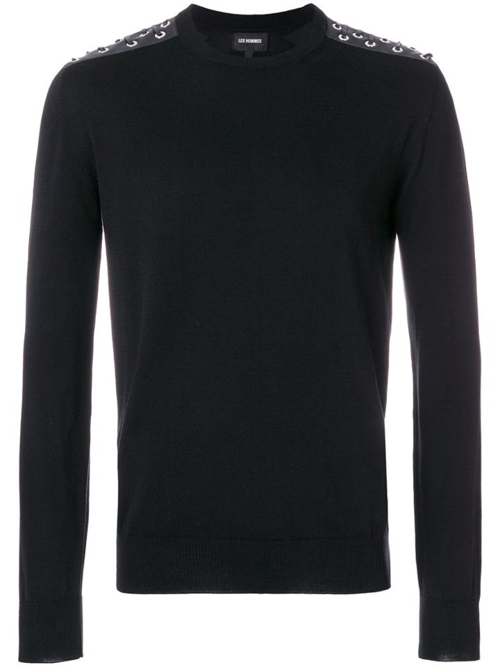 Les Hommes Laced Up Shoulders Sweater - Black
