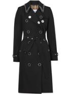 Burberry Ring-pierced Cotton Gabardine Trench Coat - Black