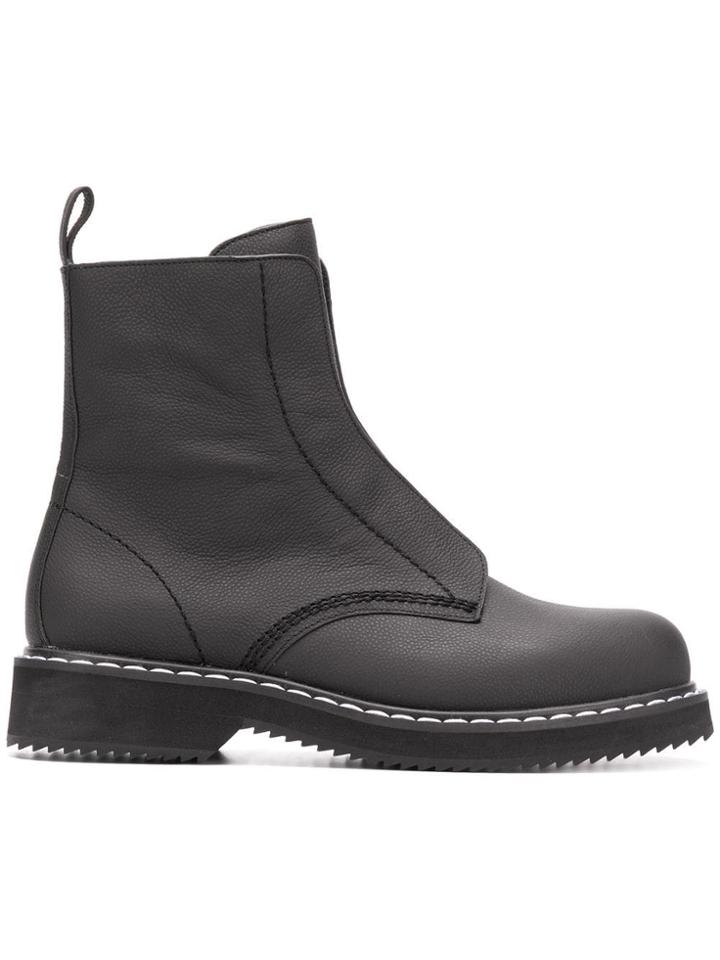 Jil Sander Navy Side Zip Booties - Black