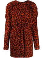Msgm Leopard-print Mini Dress - Orange
