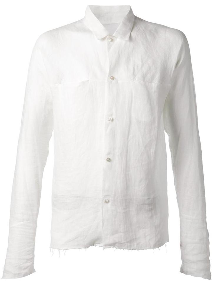 Ma+ Raw Finish Shirt, Men's, Size: 46, White, Linen/flax