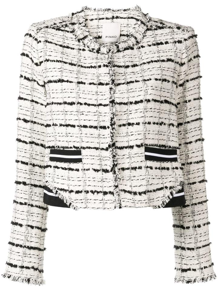 Pinko Cropped Bouclé Jacket - White