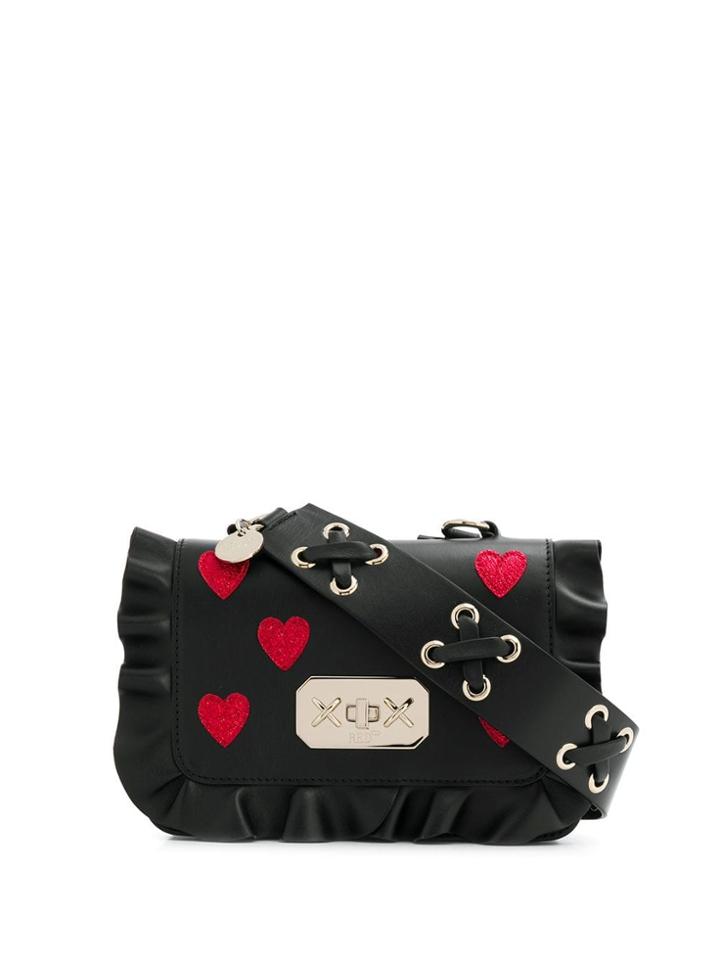 Red Valentino Red(v) Ruffle-trimmed Heart Cross-body Bag - Black