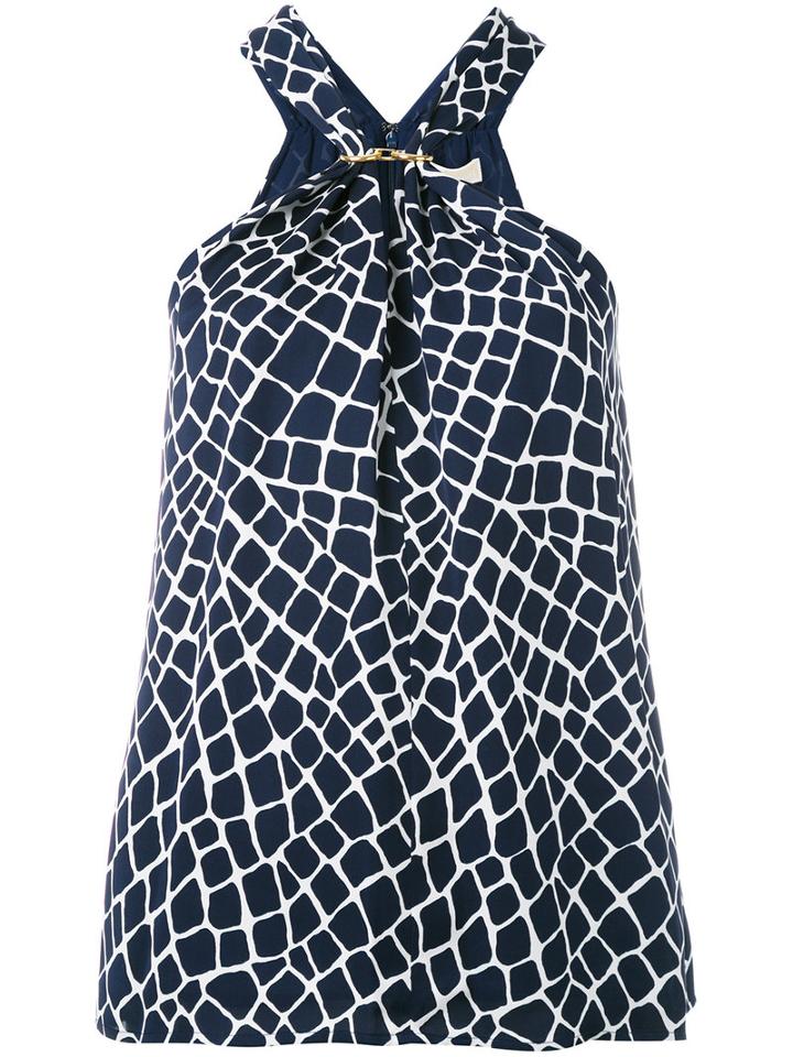 Michael Kors Halterneck Blouse, Women's, Size: Medium, Blue, Silk/polyester