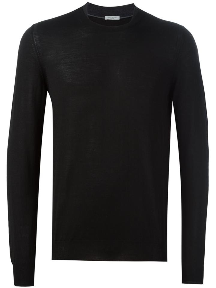 Paolo Pecora Fine Knit Jumper, Men's, Size: Medium, Black, Wool