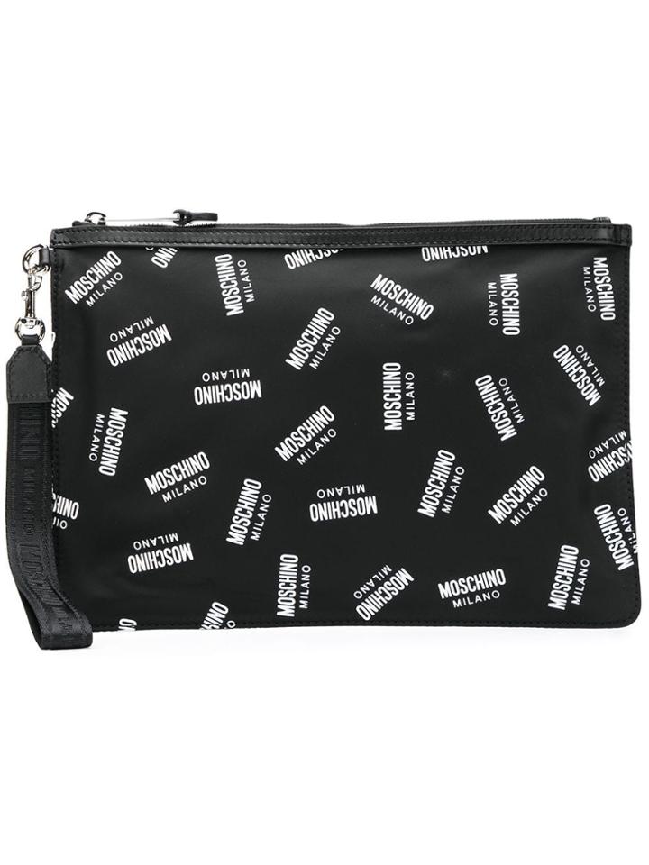 Moschino Logo Printed Clutch - Black