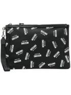 Moschino Logo Printed Clutch - Black