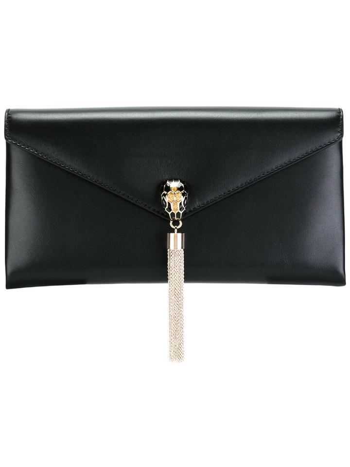Bulgari Envelope Clutch, Women's, Black, Leather