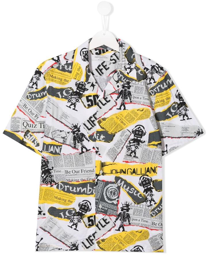 John Galliano Kids Teen Newspaper Printed Shirt - Yellow
