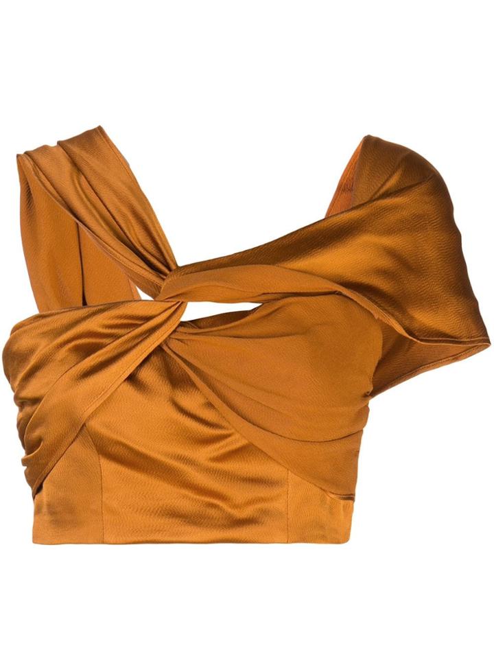 Amur Satin Asymmetric Knot Top - Orange