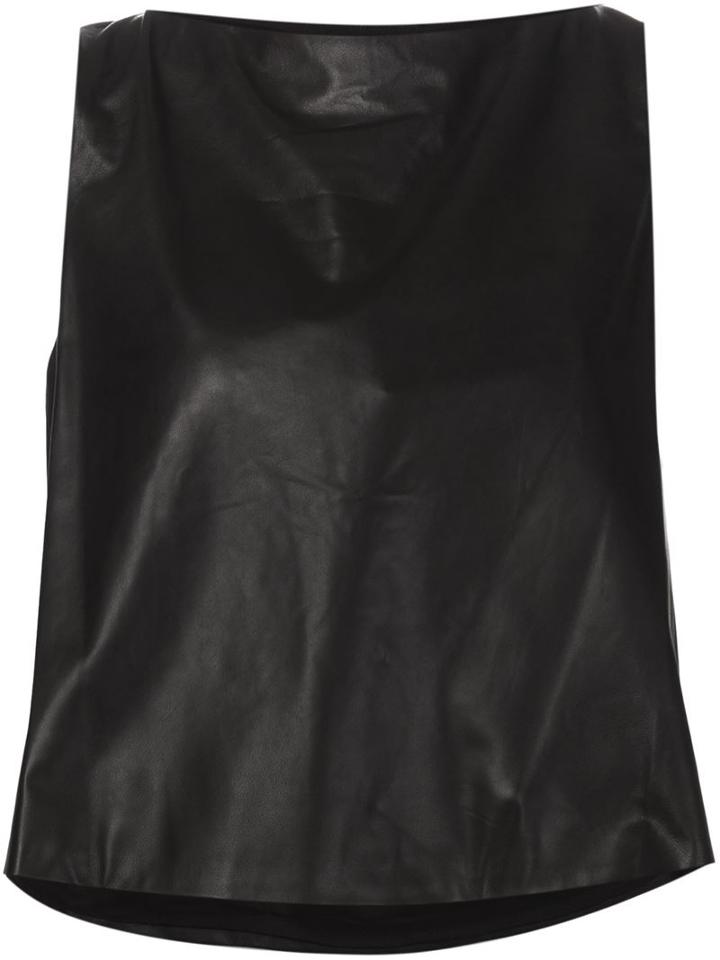 Adam Lippes Draped Neck Top, Women's, Size: 8, Black, Lamb Skin/silk