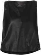 Adam Lippes Draped Neck Top, Women's, Size: 8, Black, Lamb Skin/silk