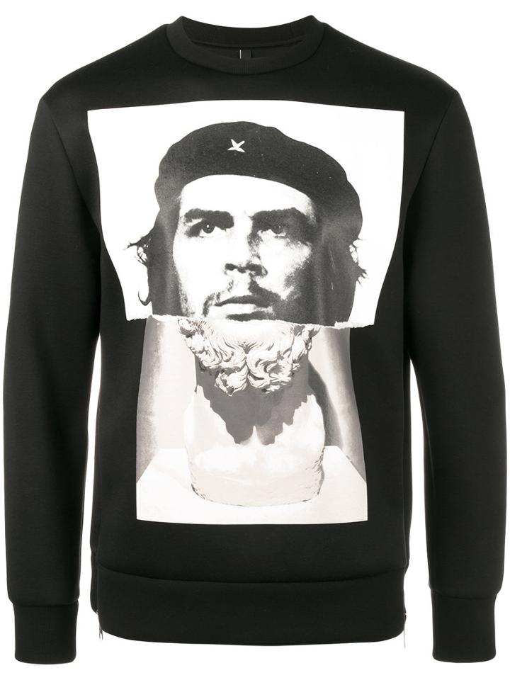 Neil Barrett Hybrid Marble Guevara Sweatshirt, Men's, Size: Small, Black, Viscose/polyurethane