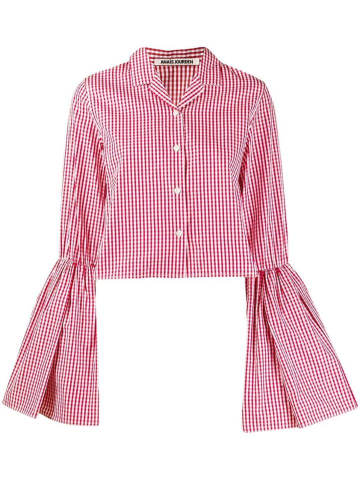 Jourden Flared Sleeve Gingham Shirt
