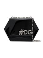 Dolce & Gabbana Logo Geometric Patent Leather Shoulder Bag - Black