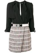 Elisabetta Franchi Belted Bouclé Shirt Dress - Black