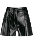 Msgm Leather Effect Shorts - Black