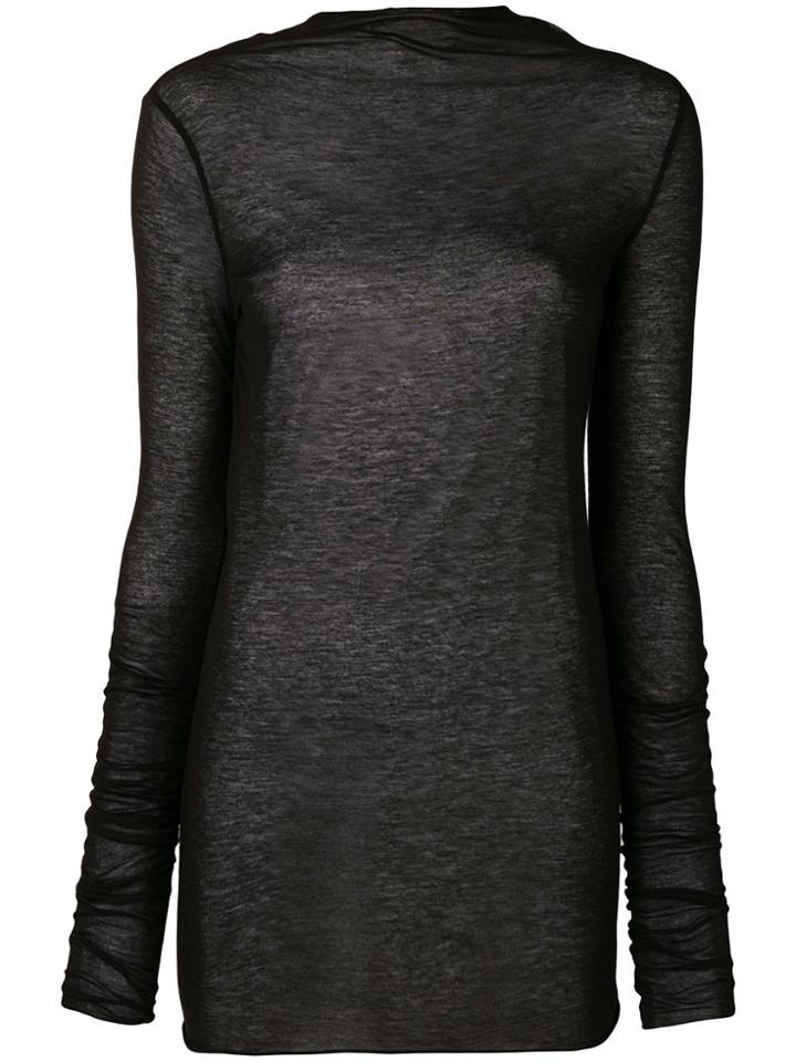 Rick Owens Lilies Sheer High Neck Top - Black