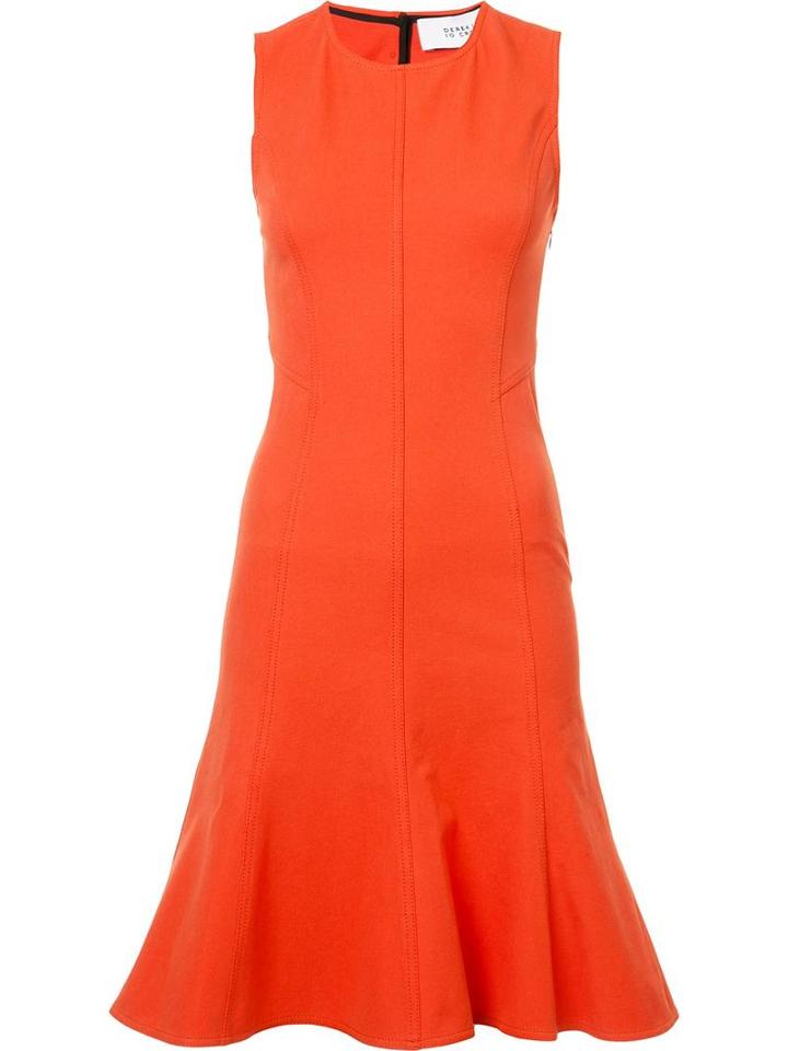 Derek Lam 10 Crosby Flared Sleeveless Dress, Women's, Yellow/orange, Cotton/elastodiene