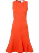 Derek Lam 10 Crosby Flared Sleeveless Dress, Women's, Yellow/orange, Cotton/elastodiene