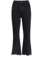3x1 Frayed Hem Flared Jeans - Black