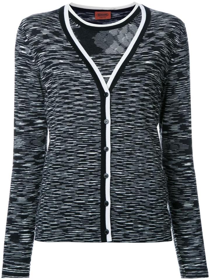 Missoni Blurry Stripes Buttoned Cardigan, Women's, Size: 48, Black, Wool