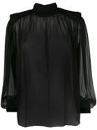 Alberta Ferretti Transparent Silk Blouse - Black
