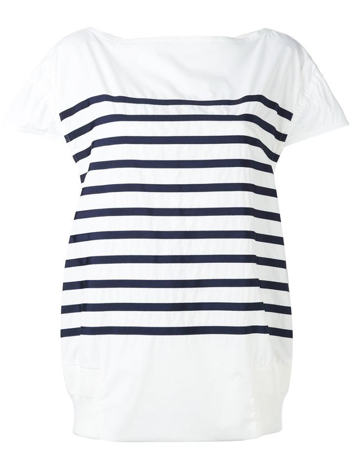 Sacai - Striped T-shirt - Women - Cotton/polyester - 2, White, Cotton/polyester