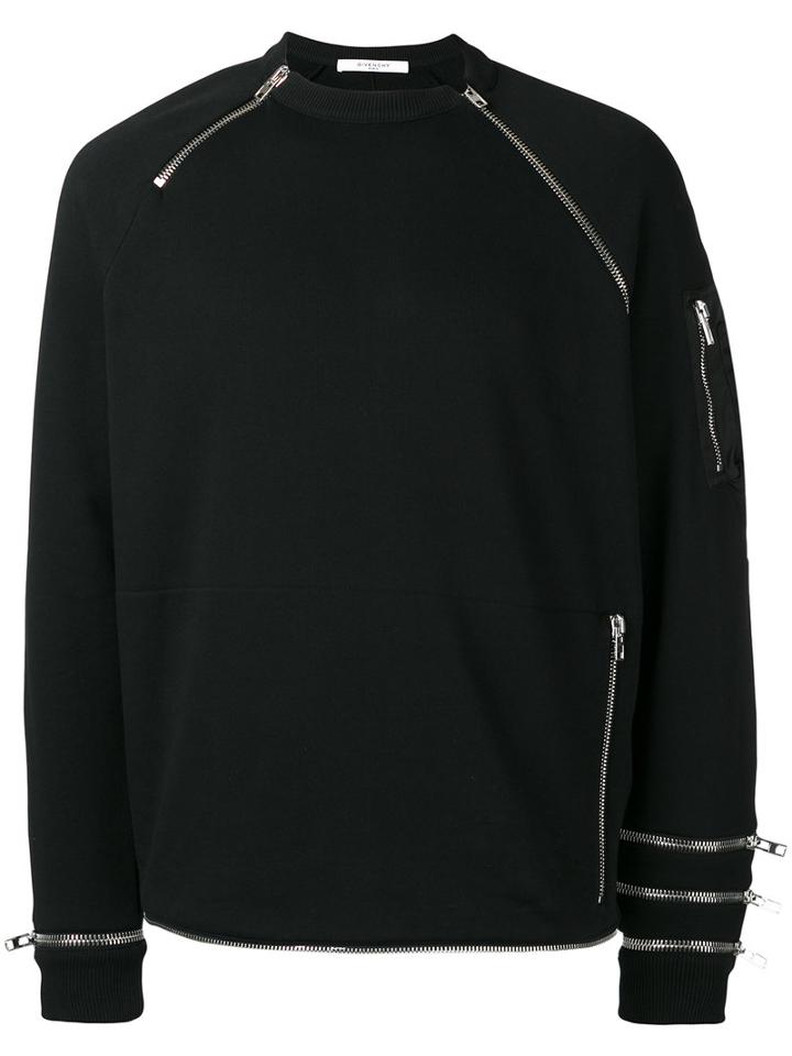 Givenchy Zip Panel Sweatshirt, Men's, Size: Xl, Black, Cotton/polyamide
