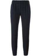 Brunello Cucinelli Pinstriped Tapered Trousers, Women's, Size: 46, Blue, Polyamide/polyester/virgin Wool