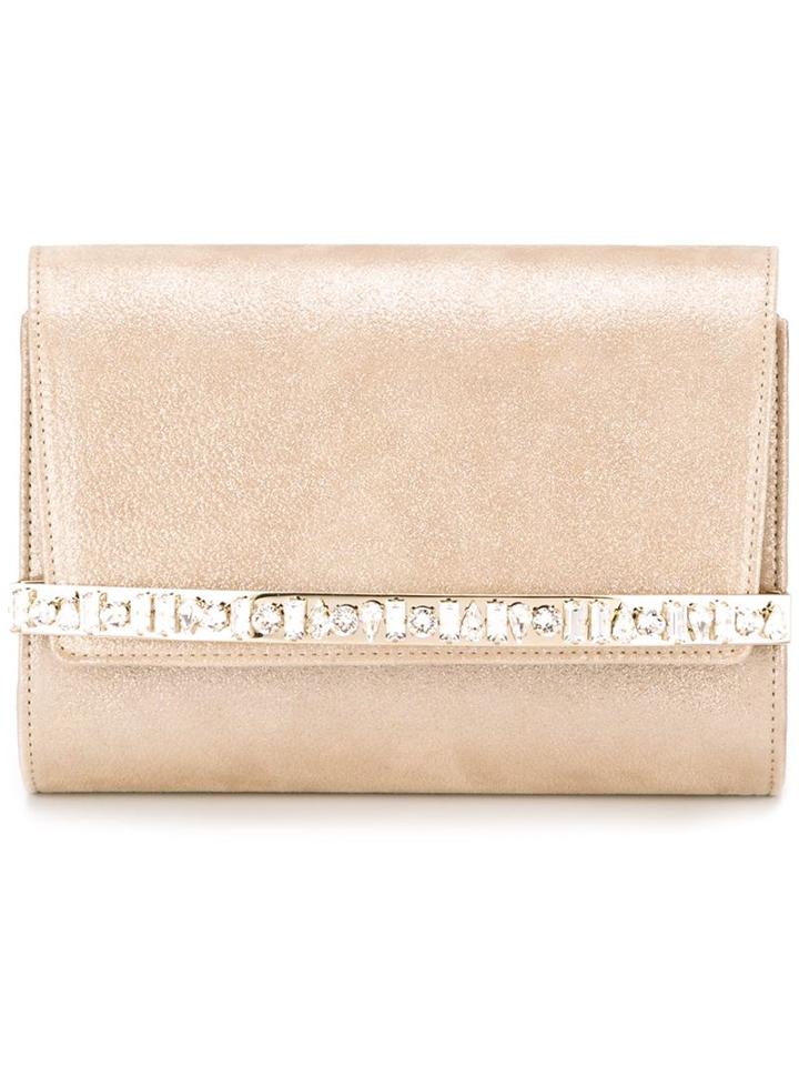 Jimmy Choo Rhinestone Embellished 'bow' Clutch, Women's, Nude/neutrals