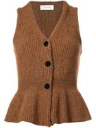 Lemaire Rib Knit Peplum Waistcoat - Brown