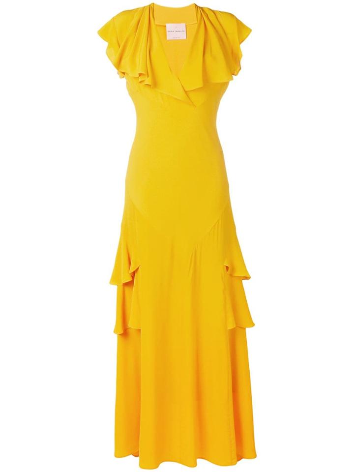 Erika Cavallini Long Ruffled Evening Dress - Yellow